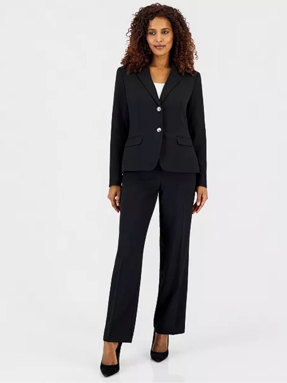 Kasper Black Women's 2-Button Jacket & Pants Suit - Size 16